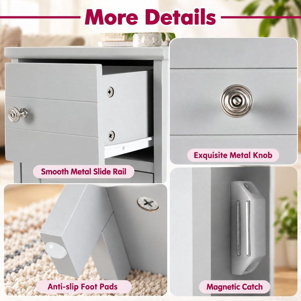 Airfind Wooden Bathroom Floor Storage Cabinet with Drawer and Shelf, 22 lbs Capacity, MDF Frame, 14 Inch x 12 Inch x 34.5 Inch Footprint, Gray