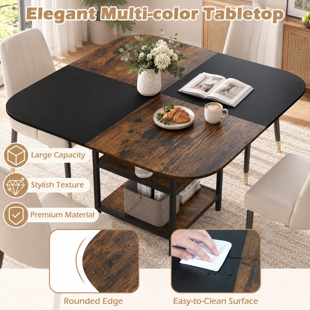Airfind 47.5 inch Modern Dining Table Square Kitchen Table with Mix-colored Tabletop, 176 lbs Capacity, Engineered Wood Metal Frame, Coffee