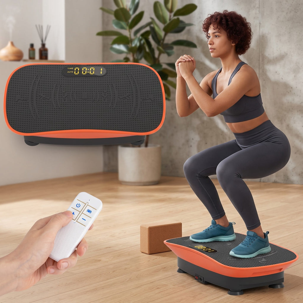 Airfind Vibration Plate Exercise Machine for Weight Loss and Lymphatic Drainage, 10 Speed Whole Body Vibration Platform with LED Display and Hands-Free Remote, Orange