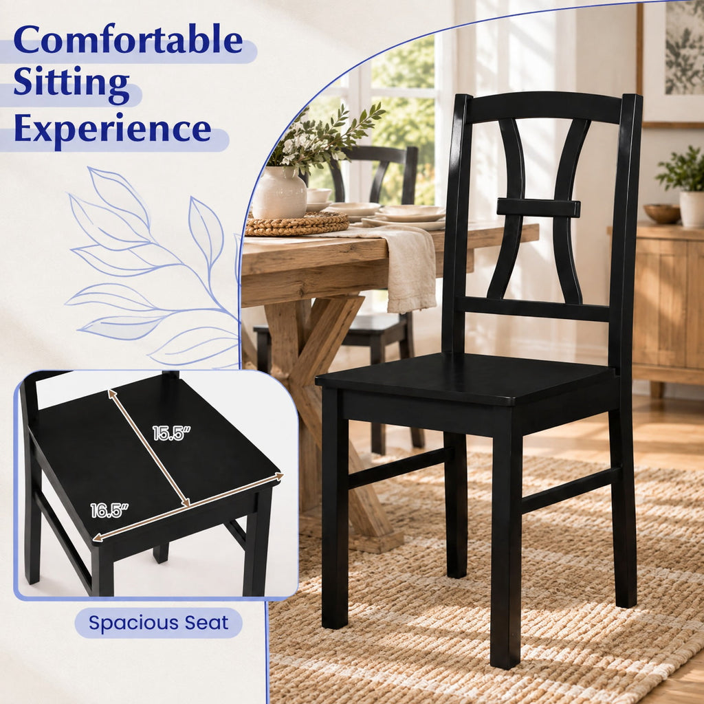 Airfind 400 Lbs Capacity Dining Chair Set of 4 with Cross Backrest and Rubber Wood, 400 Lbs Capacity, Rubber Wood Engineered Wood, Black