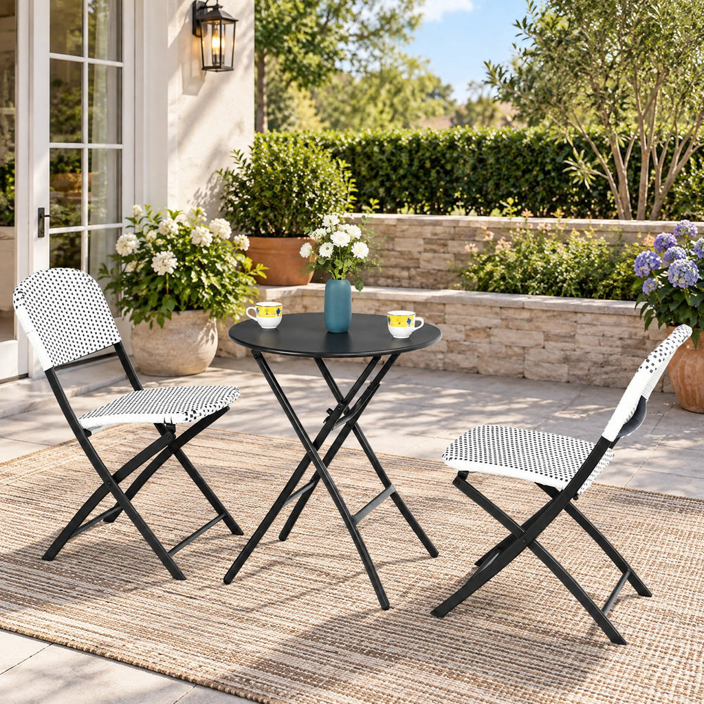Airfind 3 Pieces Patio Rattan Bistro Set with Round Dining Table and 2 Chairs, 110lbs Weight capacity of each chair: 330lbs Capacity