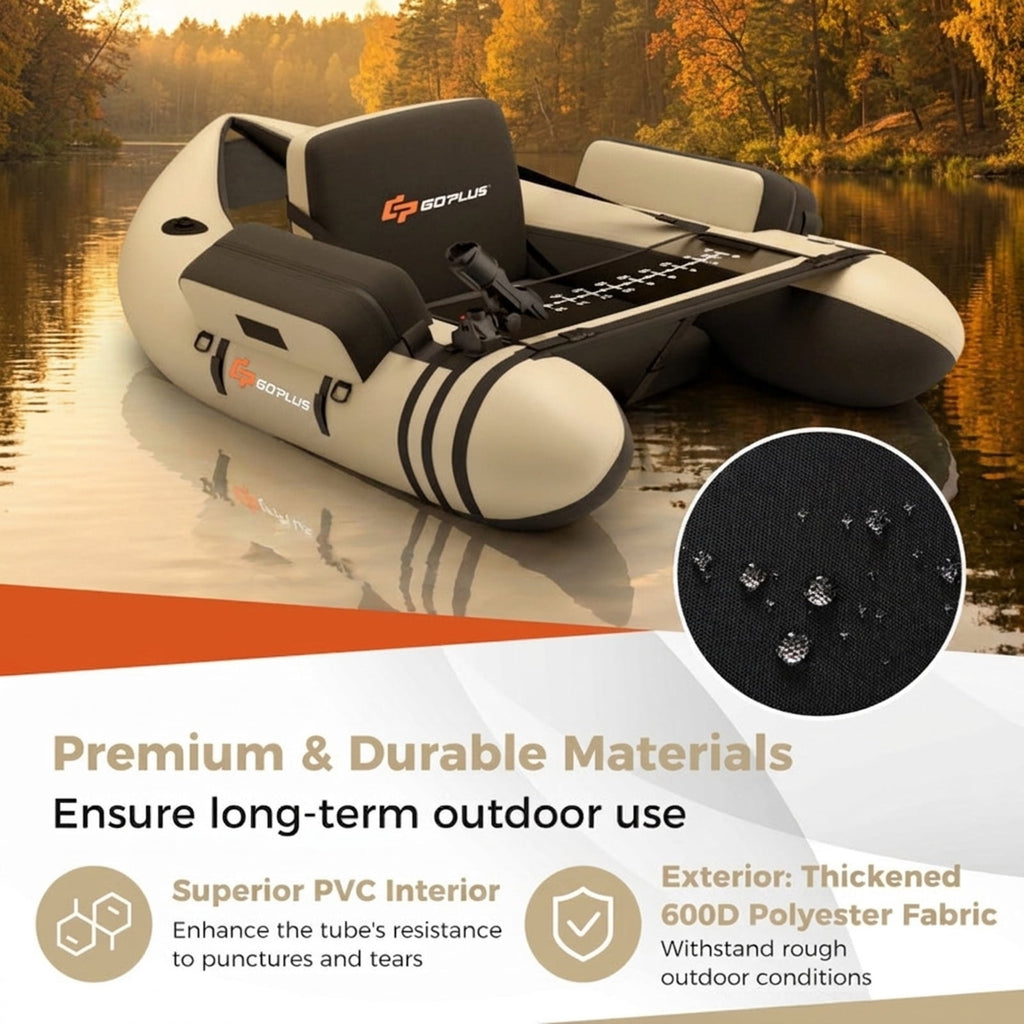 Airfind Inflatable Float Tube for Fly Fishing with Storage Pockets, Beige