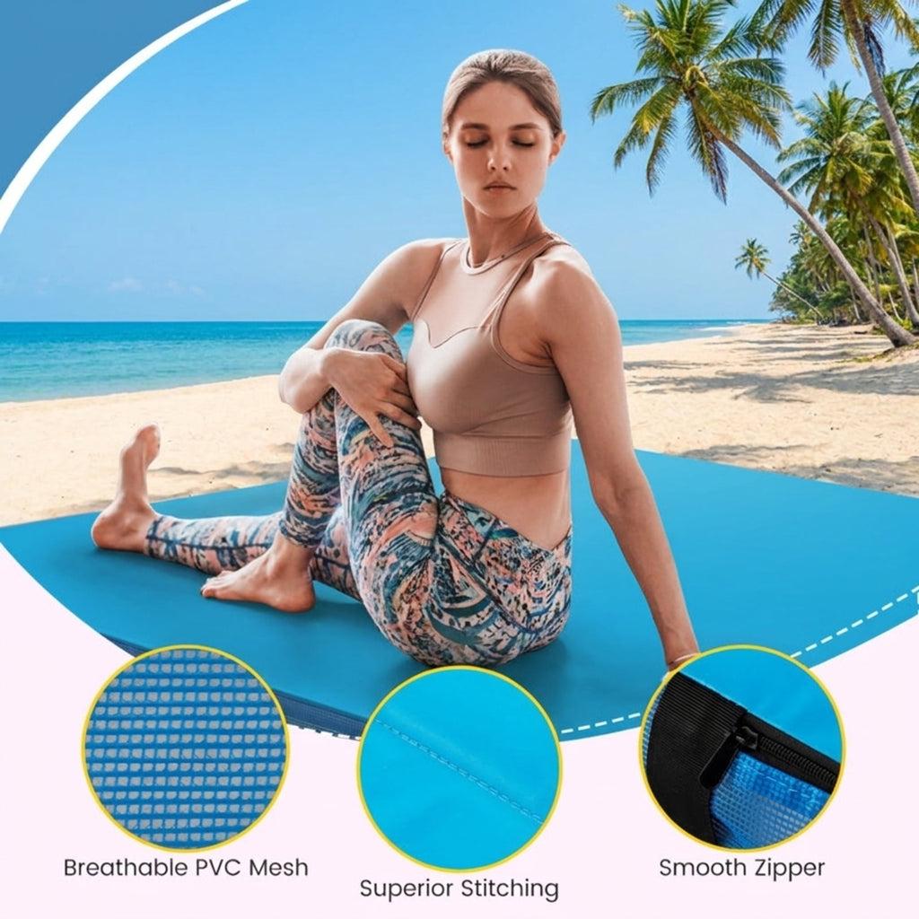 Airfind 4 x 4 FT Bi-Folding Gymnastic Tumbling Mat with Carry Straps and Washable Cover, 4 Inch Thick Foam Exercise Mat, Blue
