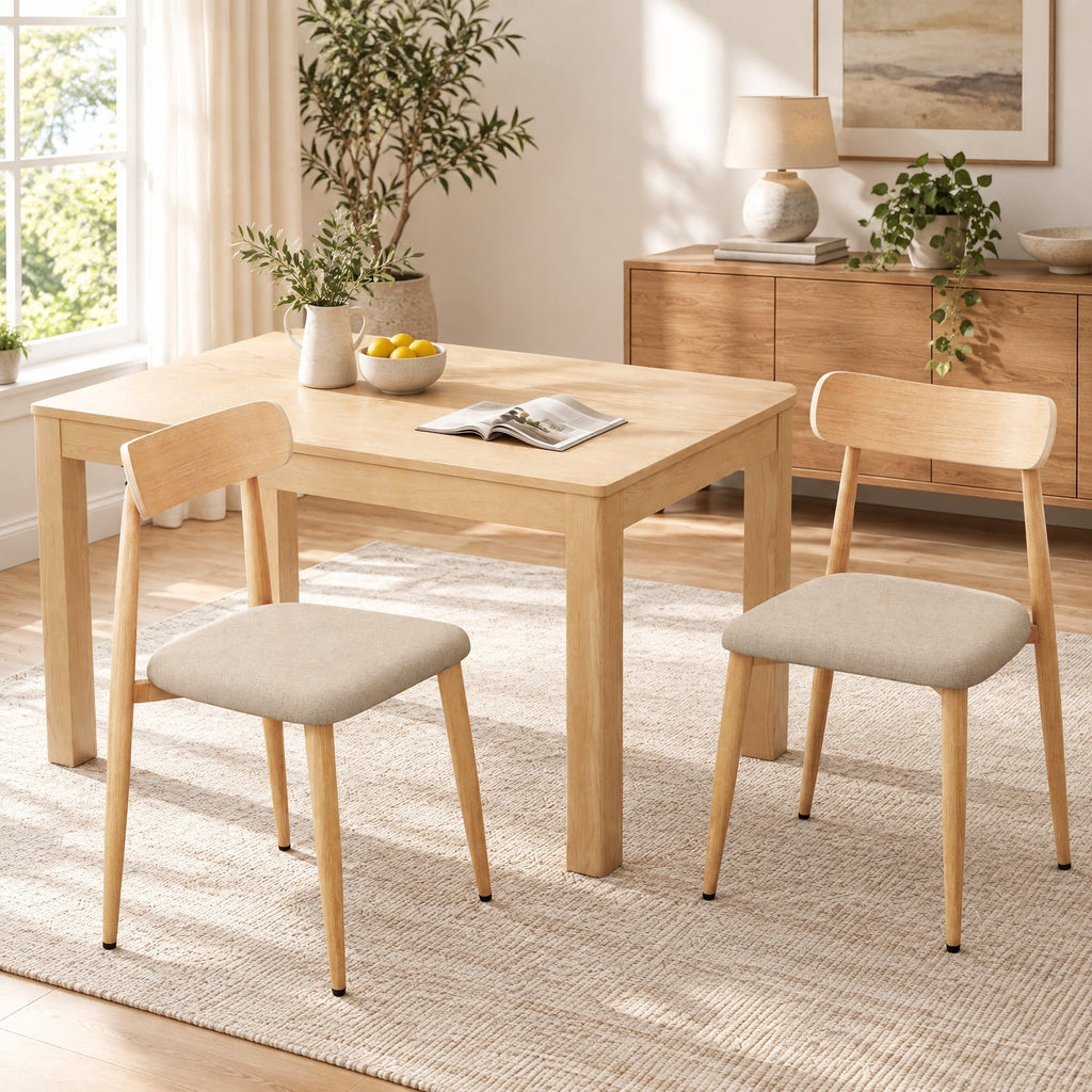 Airfind Linen Fabric Upholstered Modern Dining Chair Set of 2 with Padded Seat and Curved Back, 340 lbs Capacity, 19.5in x 19in x 31in Footprint