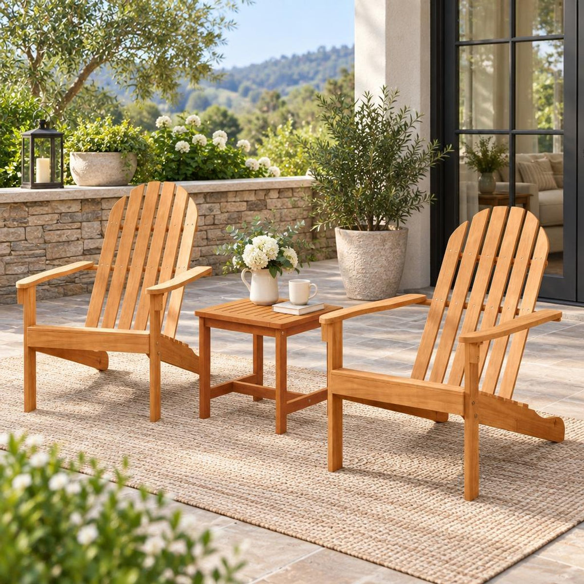 Airfind Acacia Wood Outdoor Adirondack Chair with Ergonomic Design, Acacia wood Frame, Natural, Overall dimension 27 x 35 x 40.5 (L x