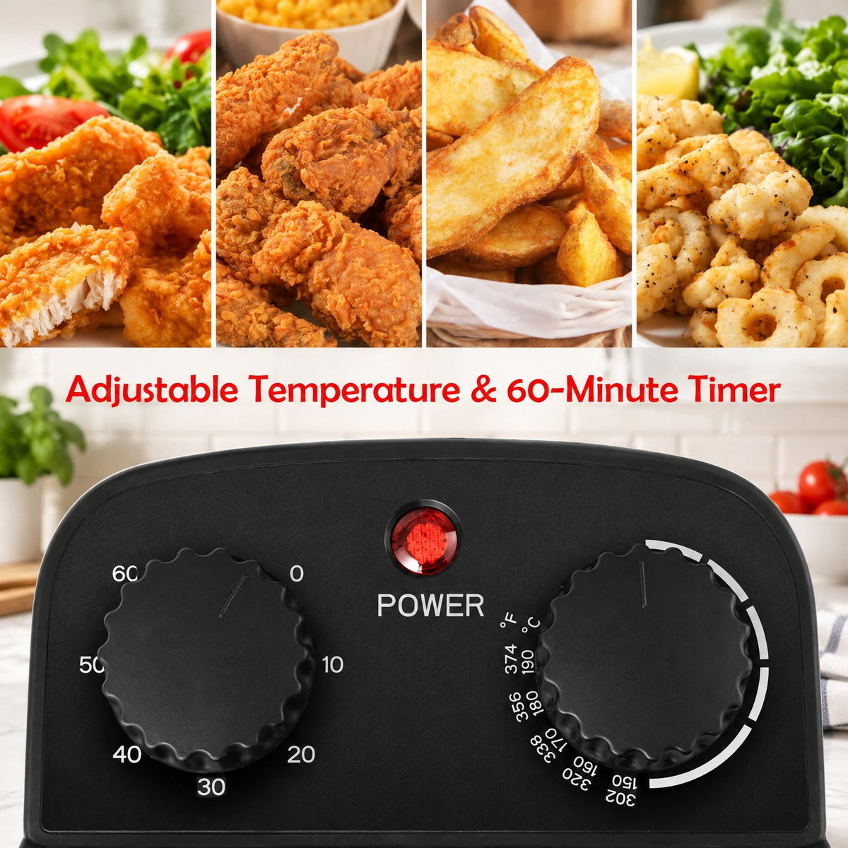 Airfind 3.2 Quart Electric Stainless Steel Deep Fryer featuring Timer, Stainless Steel Iron Frame, 21.5 Inch x 9.5 Inch x 8.5 Inch Footprint, Silver