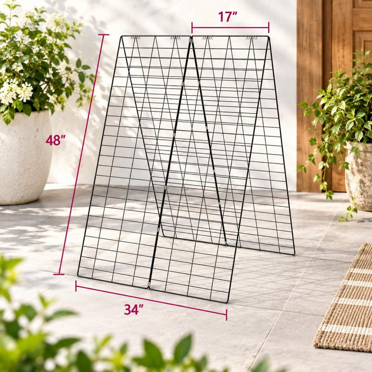 Airfind A-Frame Garden Trellis for Climbing Plant with Ground Stake and Cable Tie, Steel PP Frame, Green