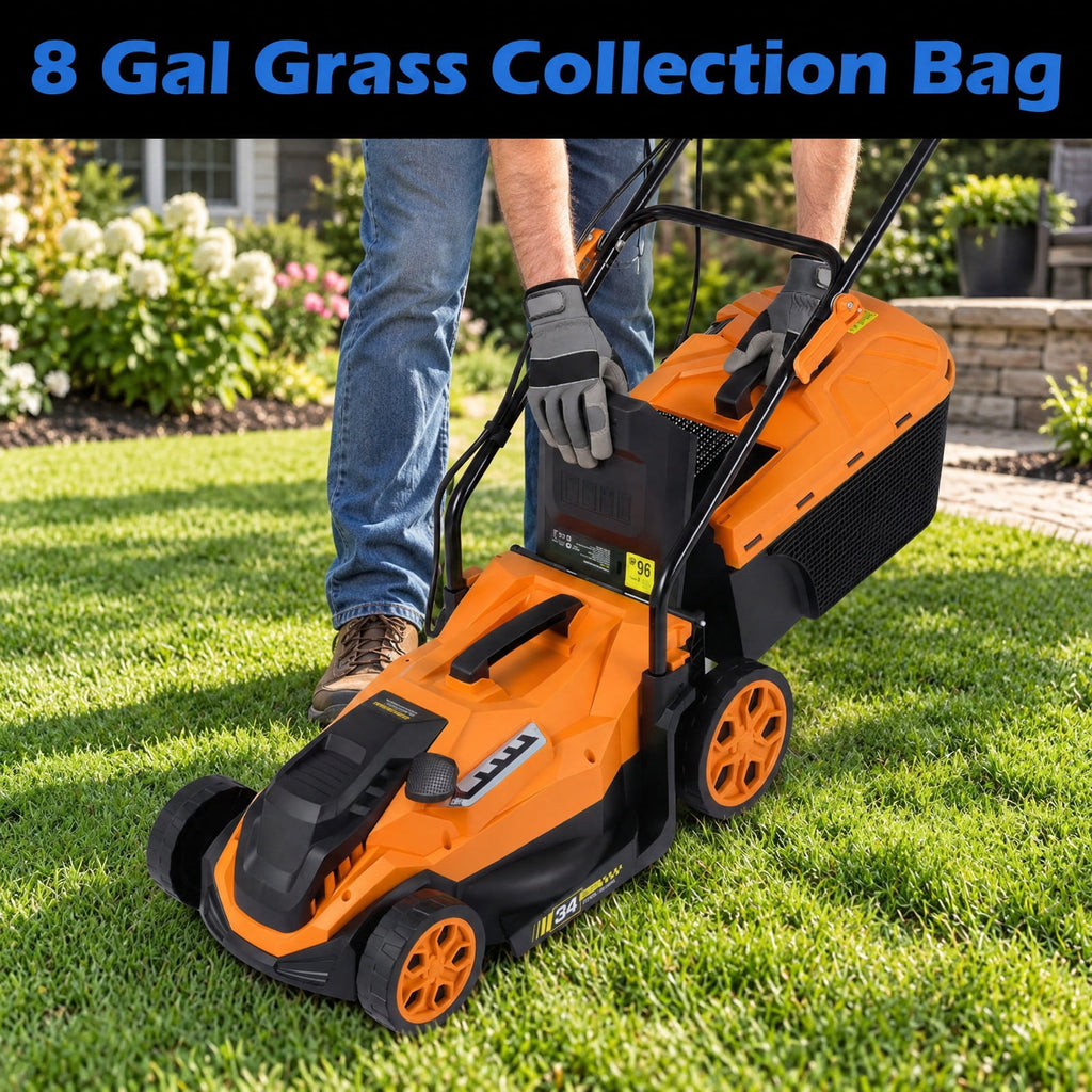 Airfind 14-Inch 12-Amp Corded Electric Lawn Mower w/ 5-Position Height Adjustment, Metal Frame, 44-45.5 x 14 x 38.5-39.5 Footprint, Orange