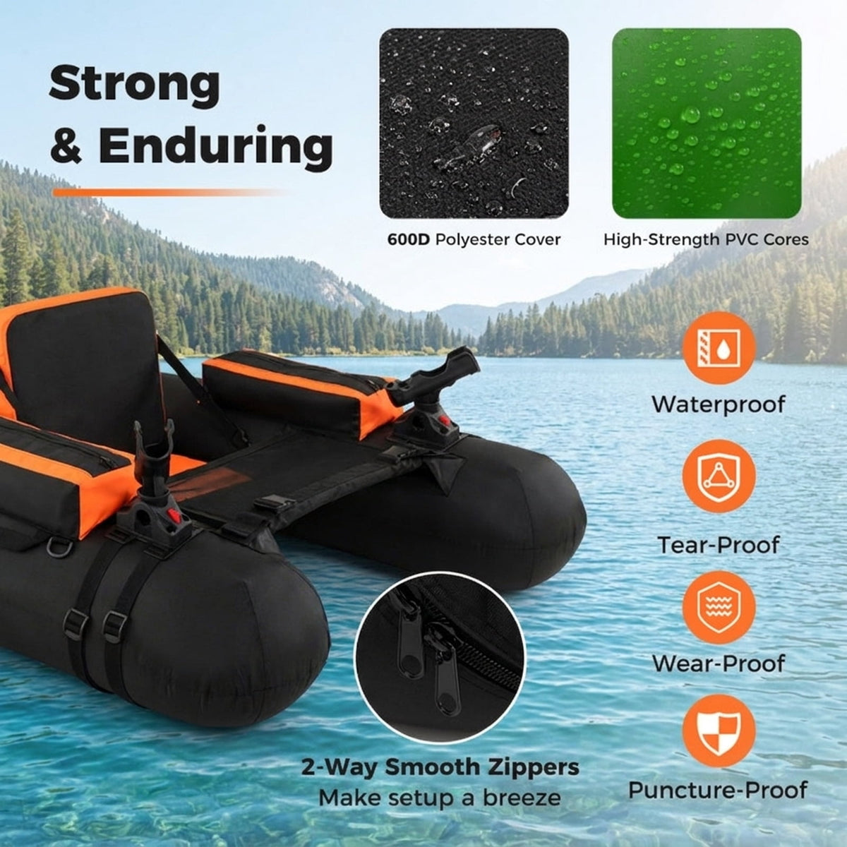 Airfind Inflatable Floating Island for Adults with Mesh Seats and Backrests plus Cup Holders and Boarding Platform in Heavy-Duty Material for Lake and Pool Parties, Orange