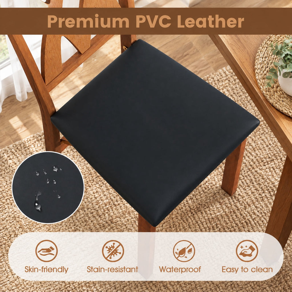Airfind Folding Wooden Dining Chair Set of 2 Faux Leather Upholstered Kitchen Armless Chairs, 330 lbs Capacity, 16 Inch x 21 Inch x 36 Inch Footprint, Walnut