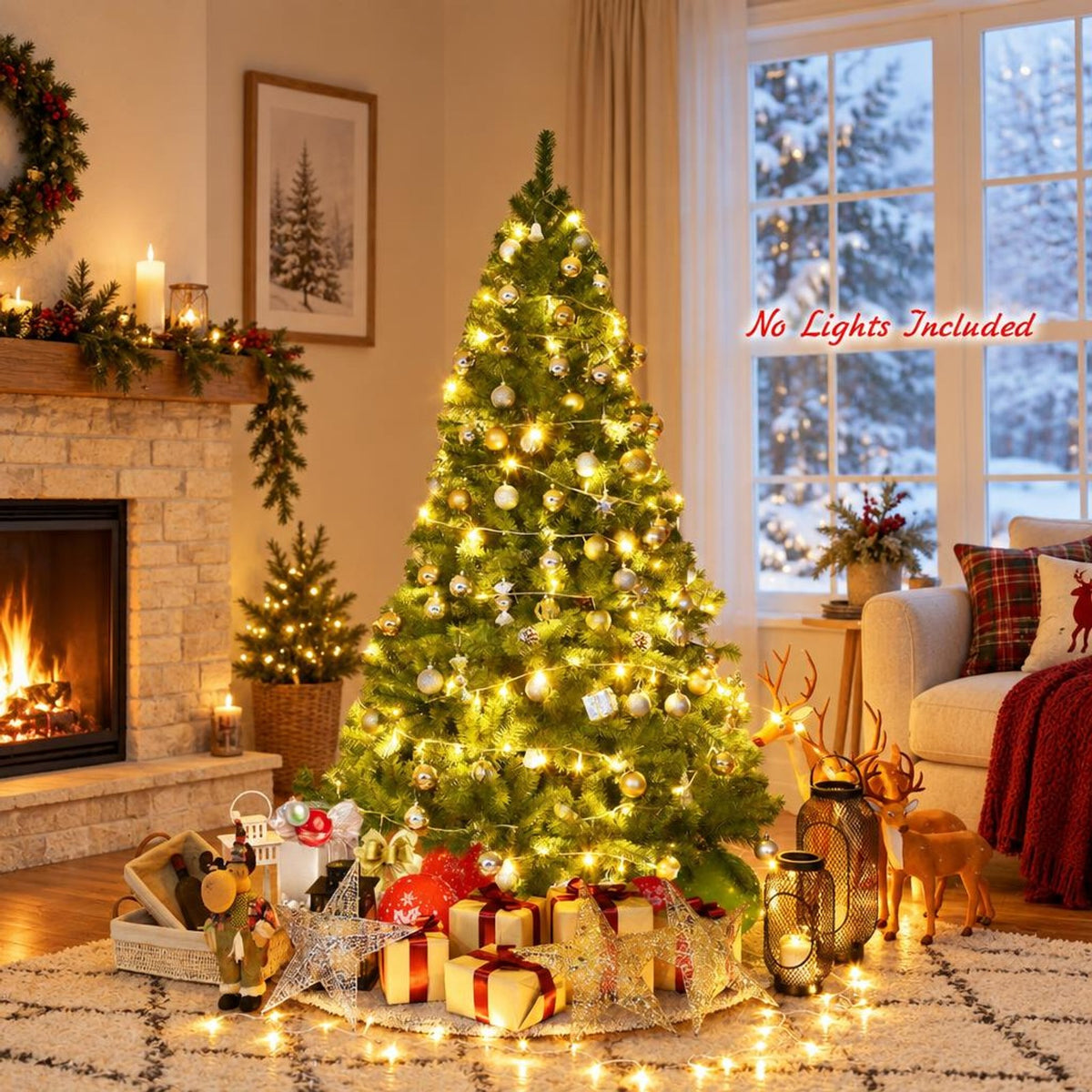 Airfind PVC Artificial Christmas Tree Premium Hinged-6 ft, PVC iron Frame, 3.8ft x 6ft Footprint, Green