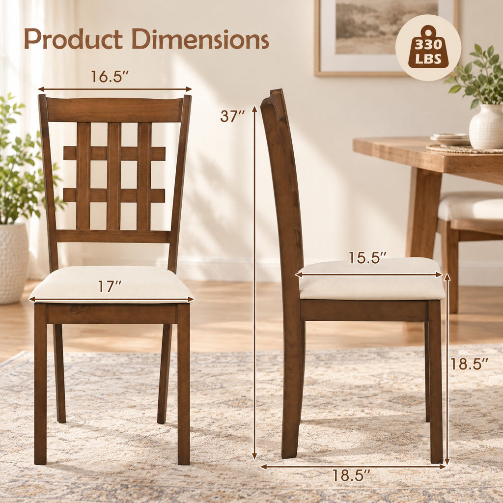 Airfind Set of 2 Wood Kitchen Chairs with Faux Leather Upholstered Seat, 265 lbs Capacity, Rubber Wood MDF Polyester Sponge Frame, Coffee