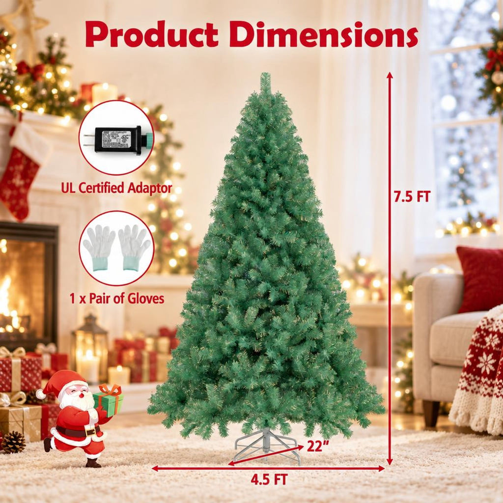 Airfind Pre-Lit Tinsel Christmas Tree Artificial Xmas Tree Home Office Party Seasonal Holiday Decoration, PVC PET Metal Frame, 4.5 x 7.5 ft Footprint