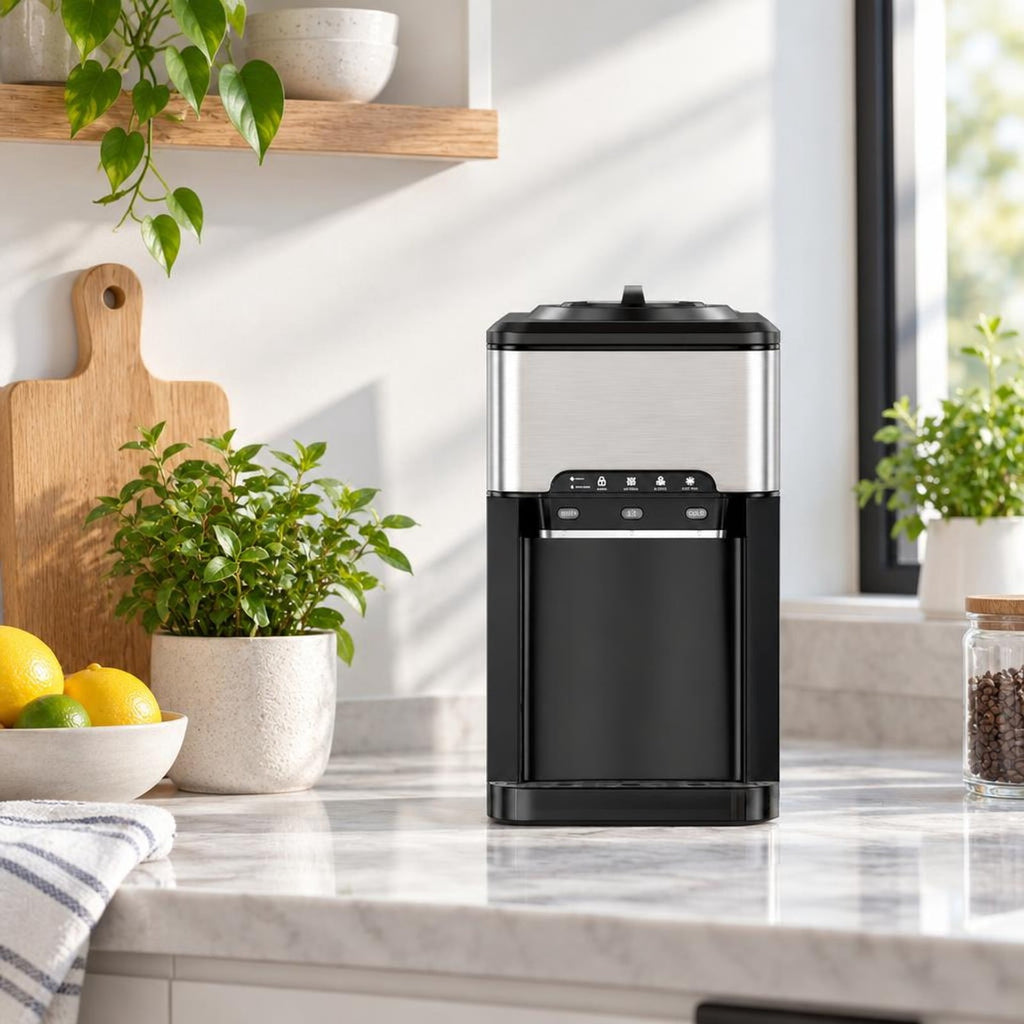 Airfind Water Cooler Dispenser 3-in-1 with Built-in Ice Maker and 3 Temperature Settings, Stainless Steel Plastic Frame, Silver
