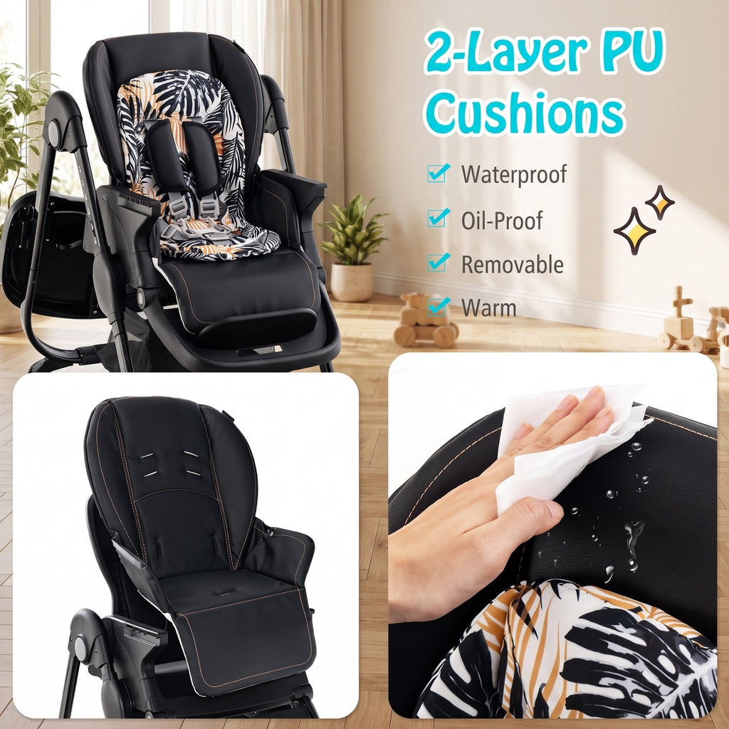 Airfind Multifunctional Folding Youth High Chair with Rolling Wheels and Adjustable Height, 33 lbs, PP Metal PU Construction, Unspecified