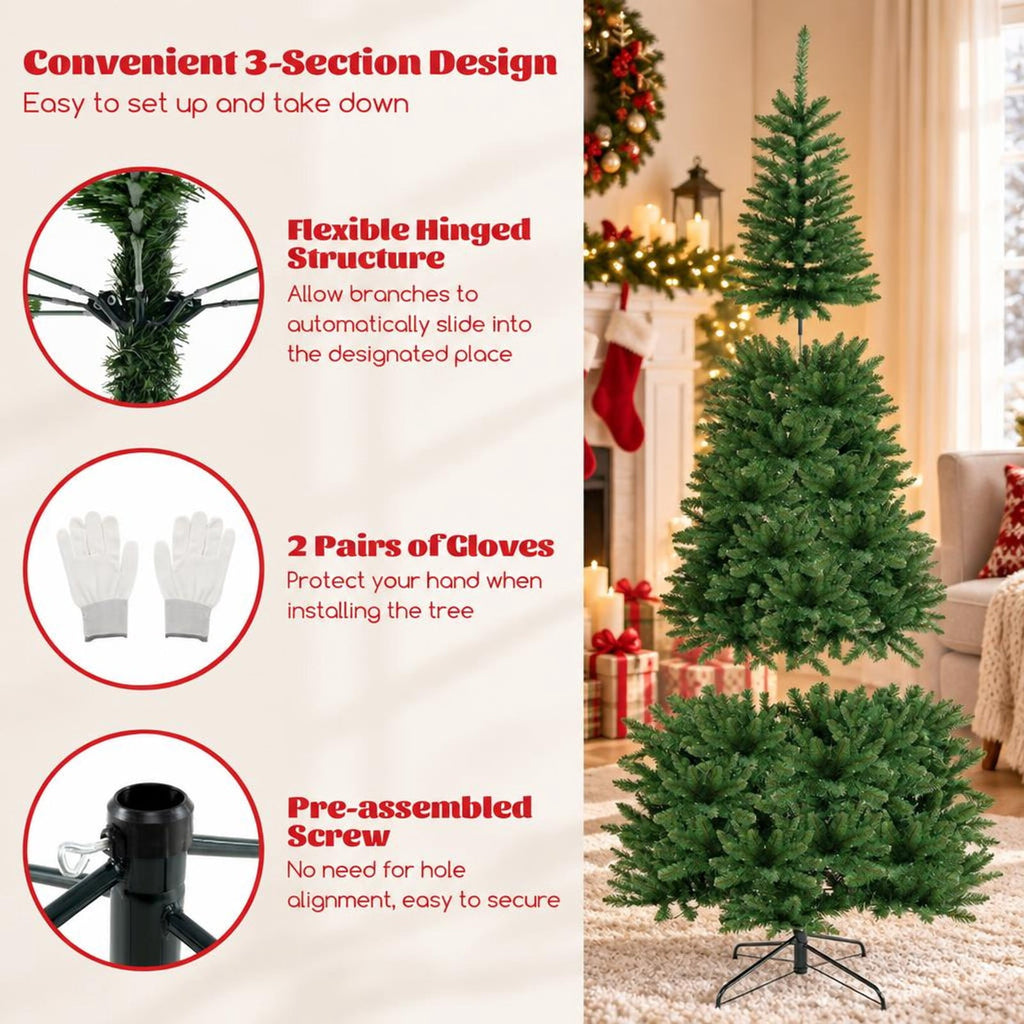 Airfind 8 FT Corner Artificial Christmas Tree with 1137 Branch Tips and 360 Warm White LED Lights, White