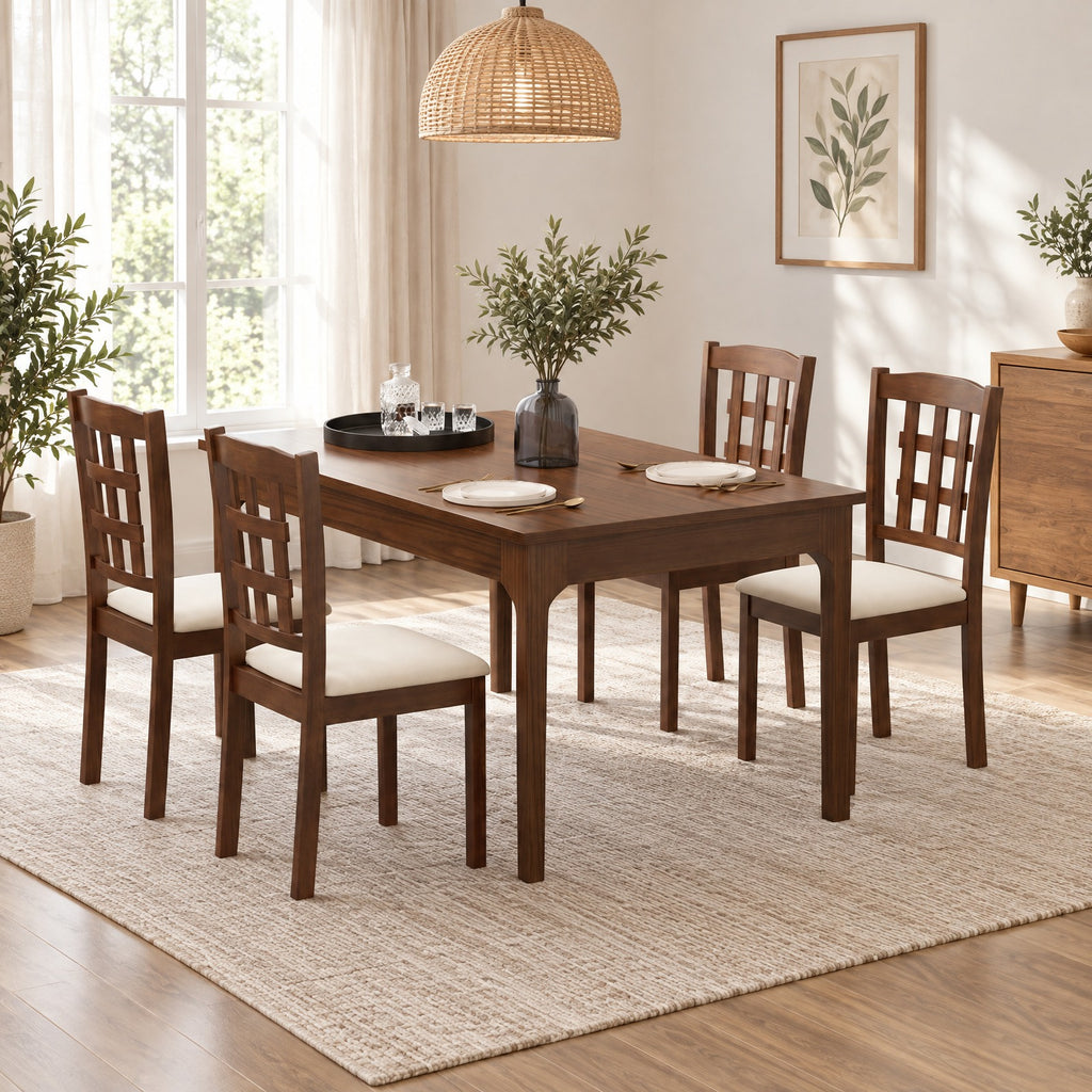 Airfind Set of 2 Wood Kitchen Chairs with Faux Leather Upholstered Seat, 265 lbs Capacity, Rubber Wood MDF Polyester Sponge Frame, Coffee