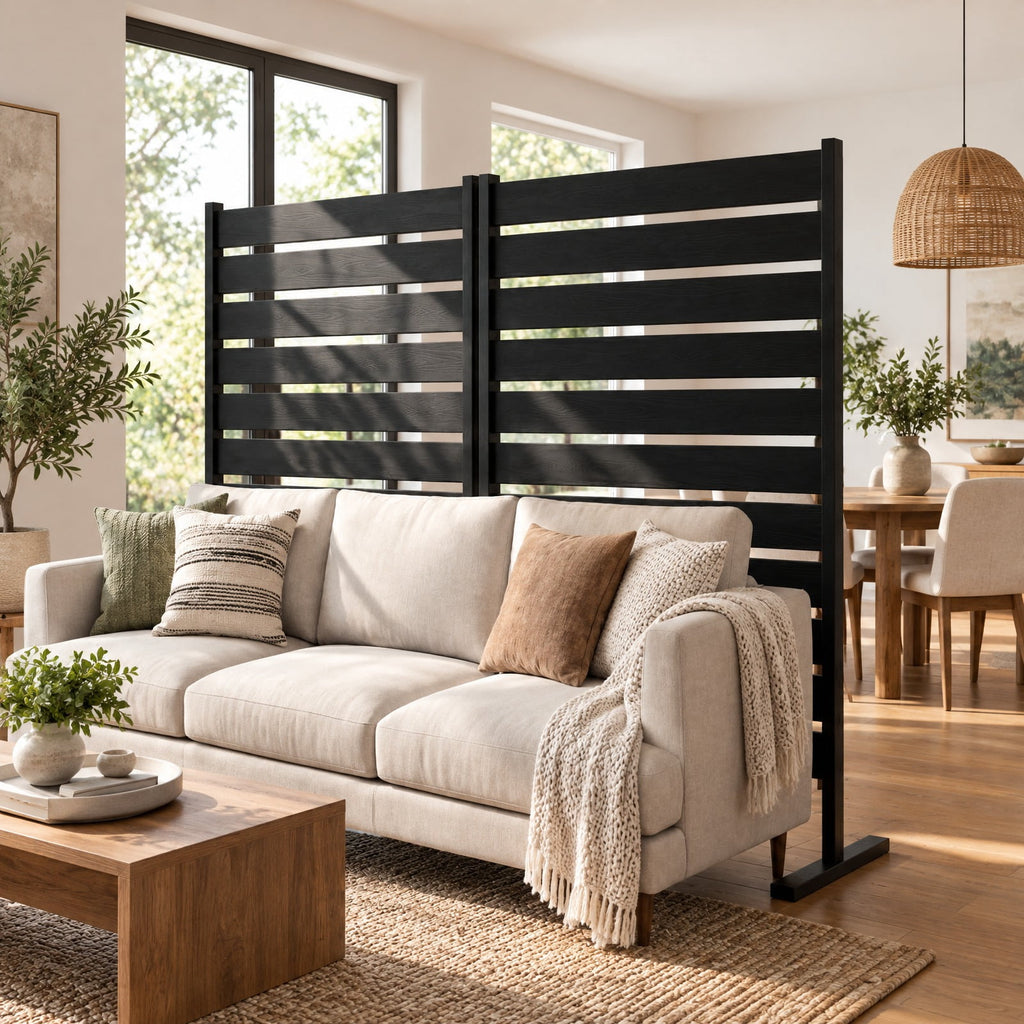 Airfind Outdoor Privacy Screen Fence for Backyard Pool Lawn, HIPS Metal Frame, 25 x 37 x 64 Footprint, Black