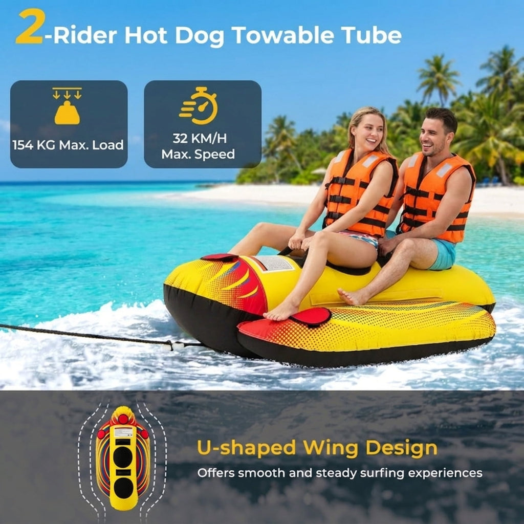 Airfind 3-Rider Inflatable Banana Tow Boat with Cushioned Seats, Yellow