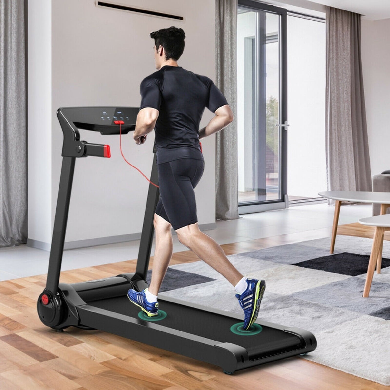Airfind 3HP Folding Cardio Treadmill with Audio Console, Red