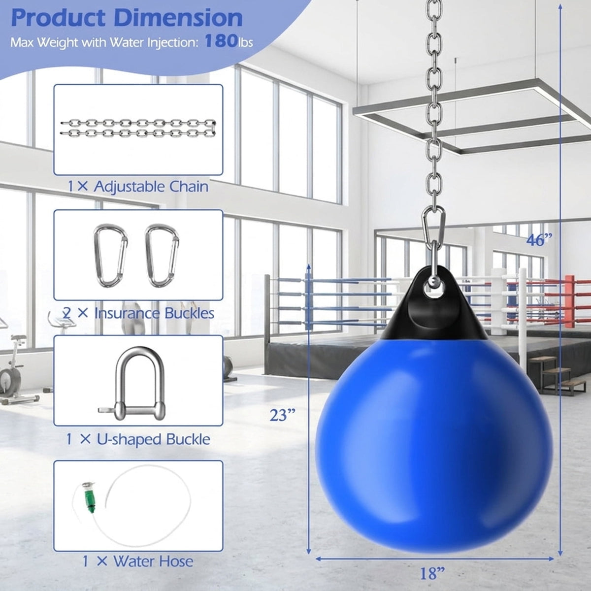 Airfind Freestanding Punching Bag for Adults with Strong Suction Base and Adjustable Height 47 to 63 Inch and Spring Stand and Boxing Gloves for Home Training, Blue