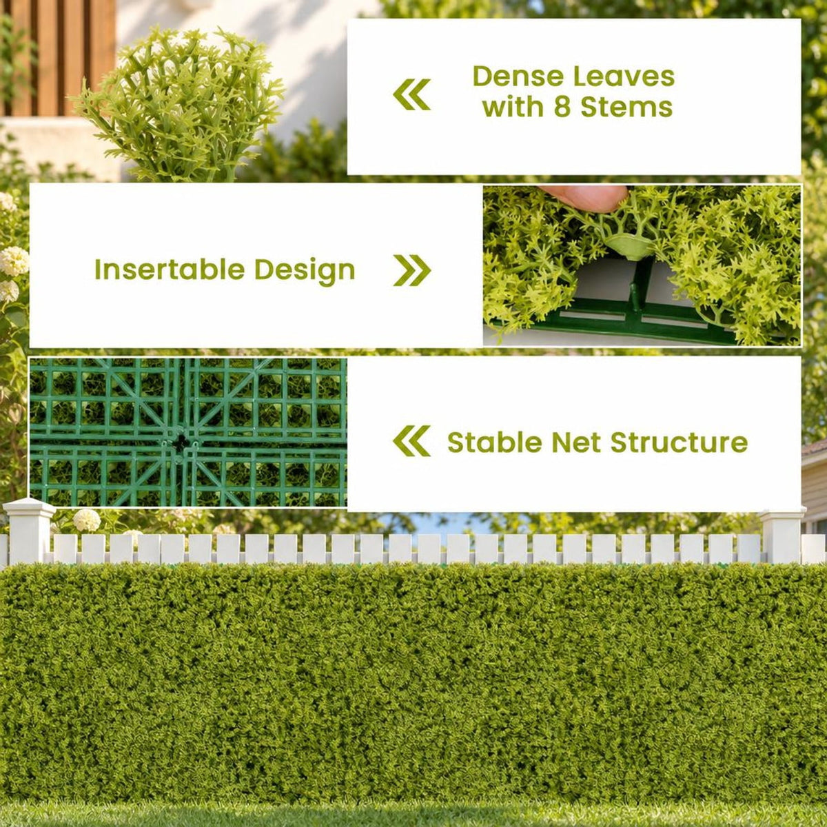 Airfind 12 Pieces 20 x 20 inches Artificial Grass Wall Panels for Garden Yard Balcony, PE Each Frame, Light Green