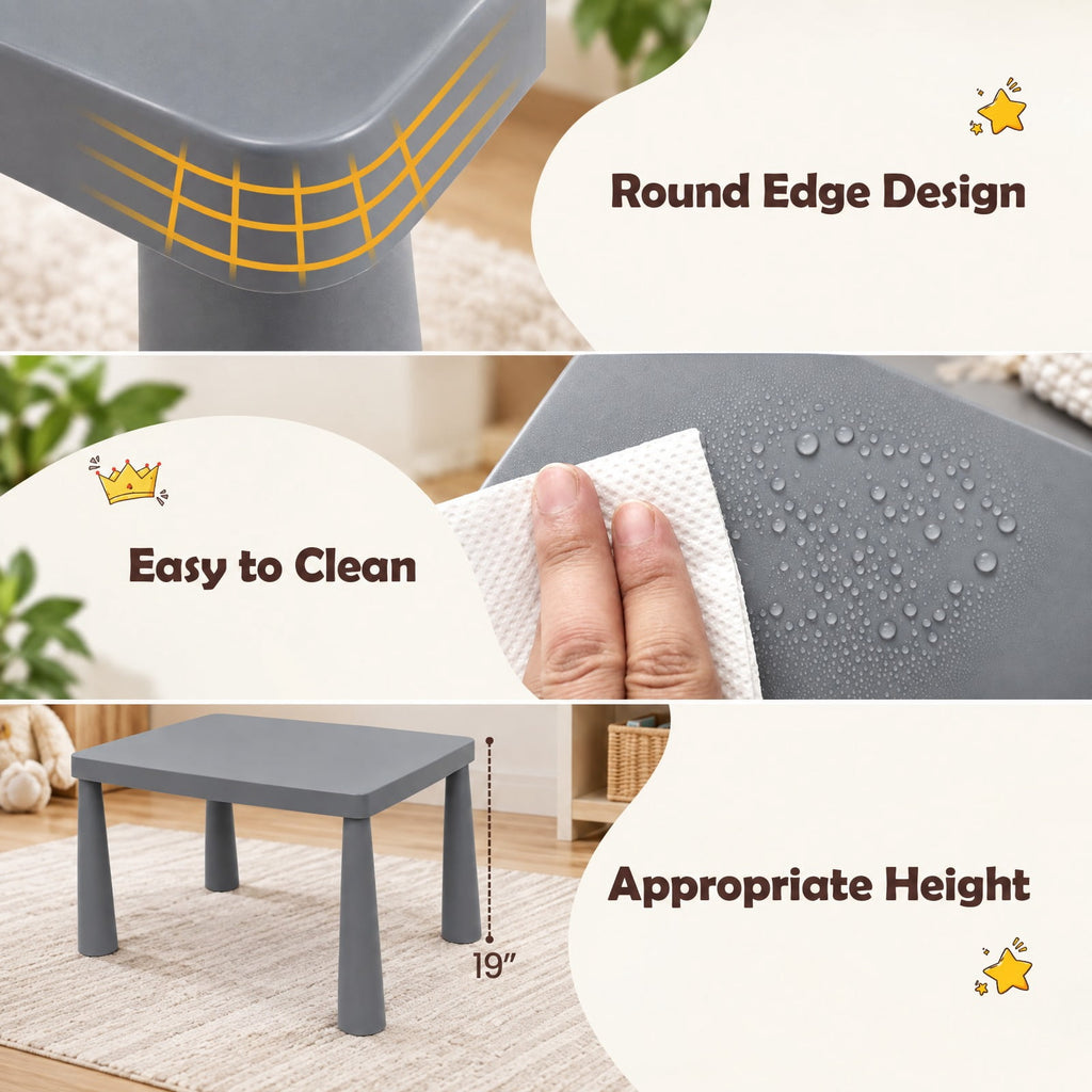 Airfind Table and Chair Set, 3 Pieces Multifunction Activity Youth Play, 110 lbs Capacity, PP Frame, 30 Inch x 21 Inch x 19 Inch Footprint, Gray