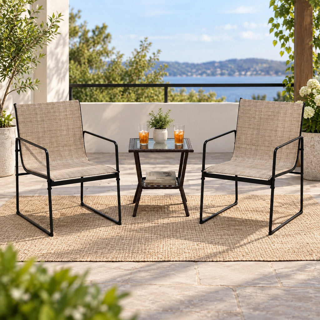 Airfind Outdoor Dining Chairs Set of 4 Patio Furniture Chair with Breathable Seat and Backrest, 25.5 x 21 x 33Seat Height 17Seat Footprint