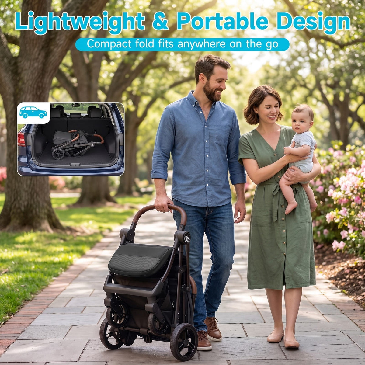 Airfind Lightweight Baby Stroller with One-Hand Folding and Adjustable Canopy for Toddlers, 50 lbs Capacity, Metal Aluminum Fabric Frame, Black