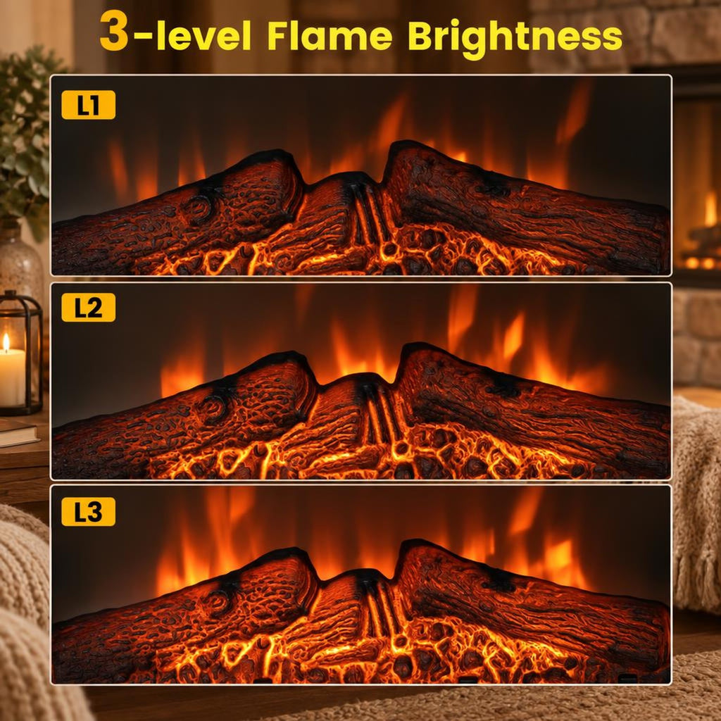 Airfind 18/23 Inch Electric Fireplace Inserted with Adjustable LED Flame-23 inches, Iron glass Frame