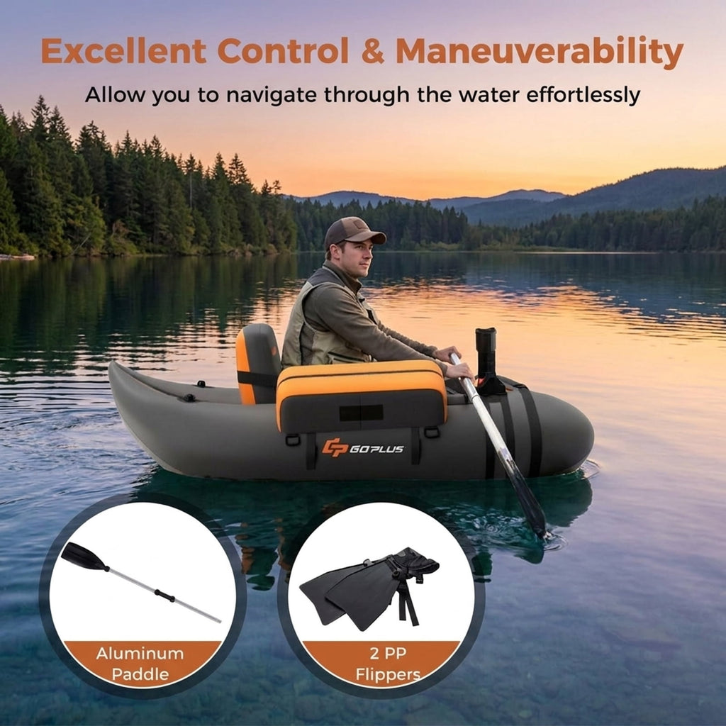 Airfind Inflatable Float Tube for Fly Fishing with Storage Pockets, Gray
