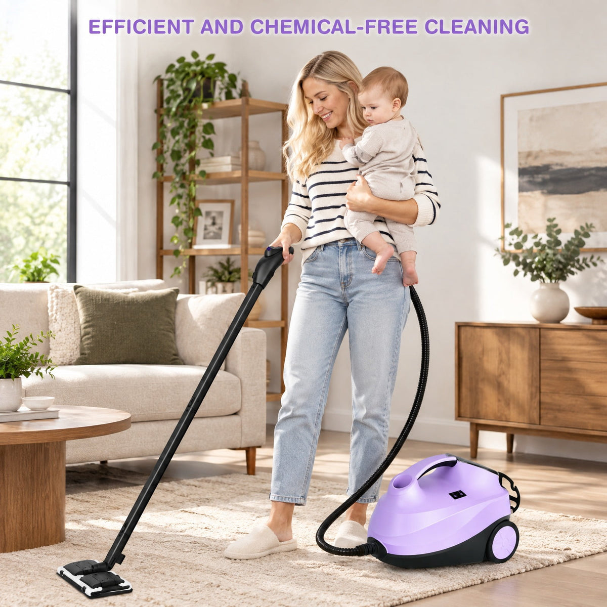 Airfind 2000W Heavy Duty Multi-purpose Steam Cleaner Mop with Detachable Handheld Unit, ABS Frame, : 10 x 17 x 10 Footprint, Purple