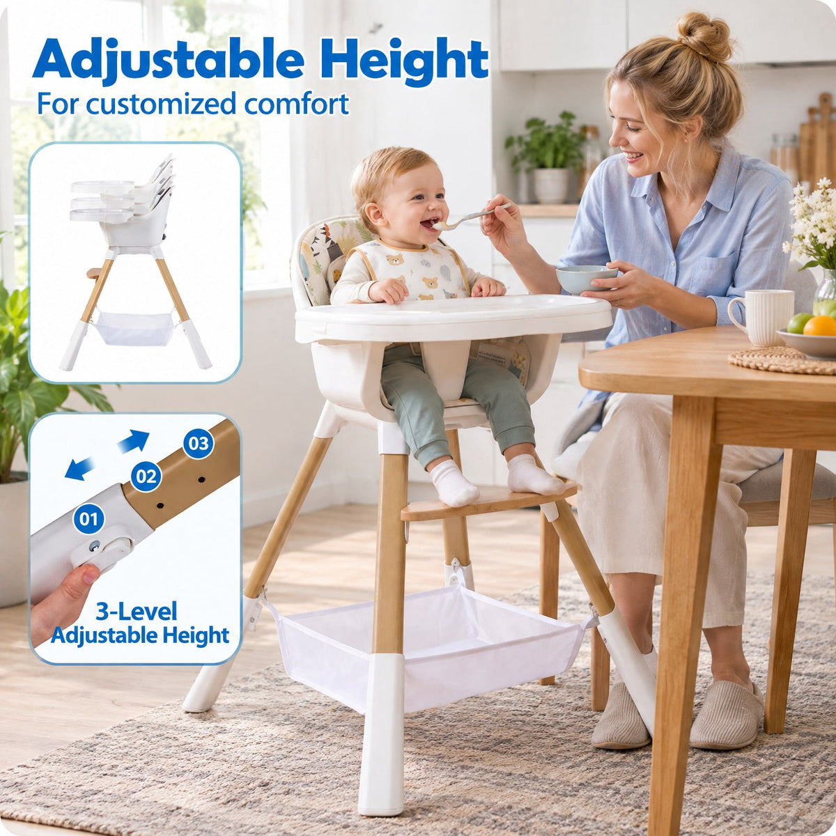 Airfind 4-in-1 Convertible Youth High Chair, 33 lbs Capacity, Metal Frame, Suitable for Ages 6 Months to 3 Years, Colorful