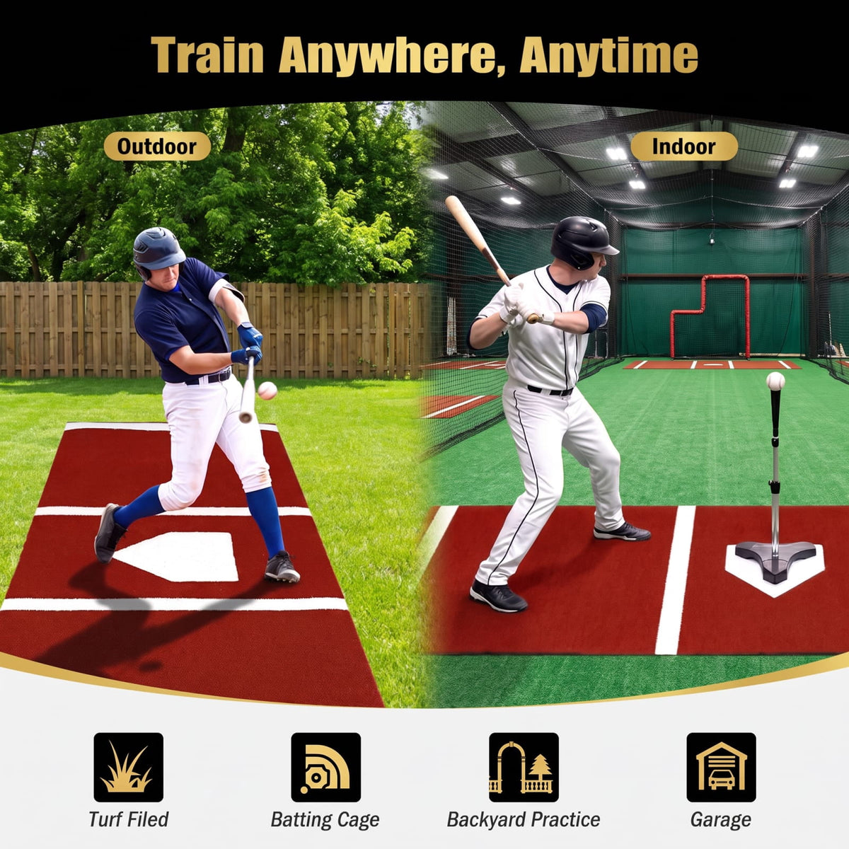 Airfind Softball Pitching Mat 10 x 3 Feet Softball Training Aid with Turf Surface and Pitching Plate and Carry Strap, Red