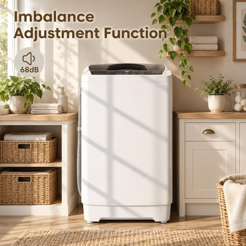 Airfind 9.93 lbs Full Automatic Washing Machine with 8 Preset Programs, Stainless Steel PP Frame, White