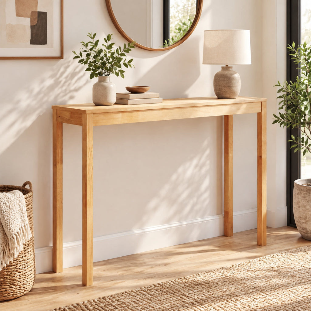 Airfind Wooden Console Table Modern Farmhouse Sofa Table with Thickened Top, 132 lbs Capacity, Rubber Wood MDF Frame, 48 x 12 x 32 Footprint