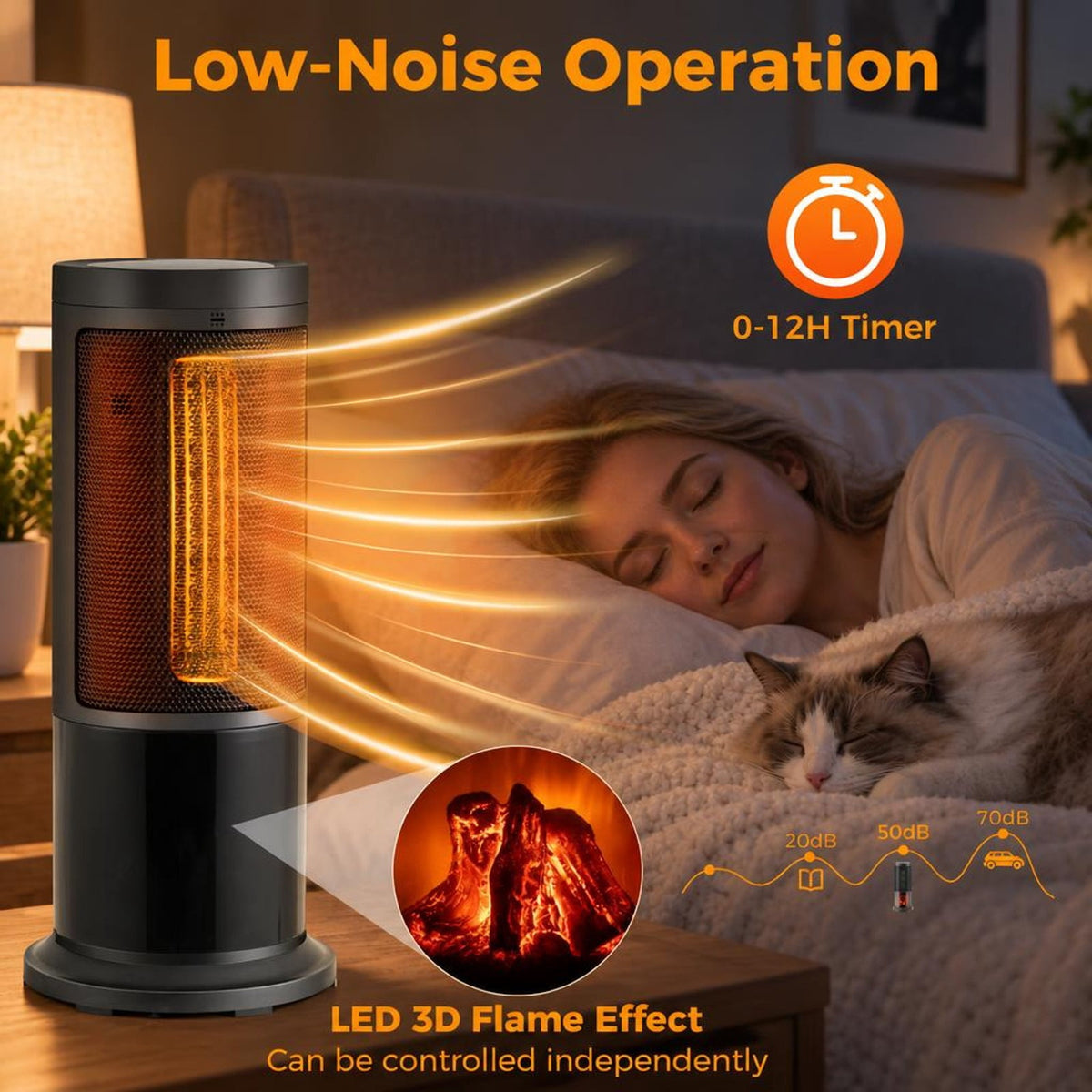 Airfind 17 Inch 1500W Portable Tower Space Heater with 135° Oscillation, PP Frame, 7.5in x 17in Cord Length 71in Footprint, Black