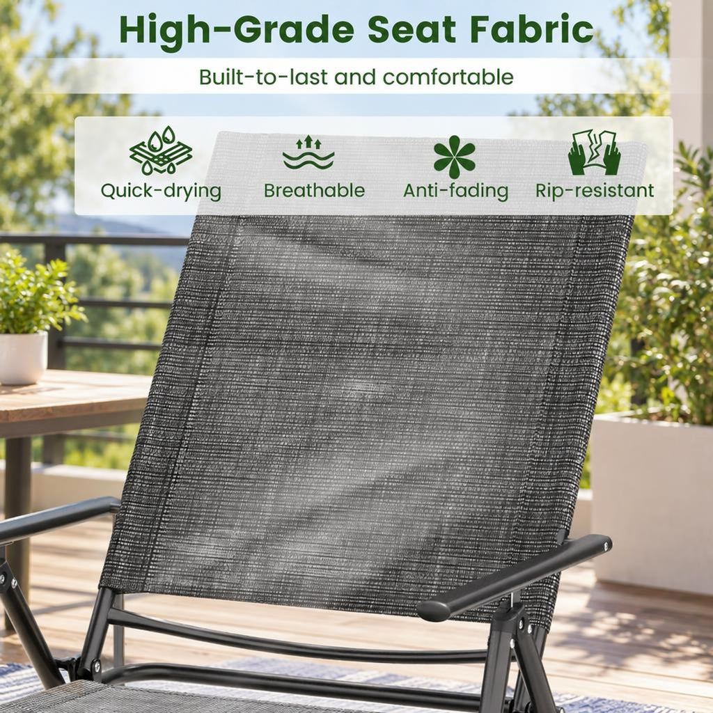 Airfind 2 Piece Patio Folding Chaise Lounge Chairs Recliner with 6-Level Backrest, 61-74.5 x 25 x 25.5-40Folding Footprint, Gray