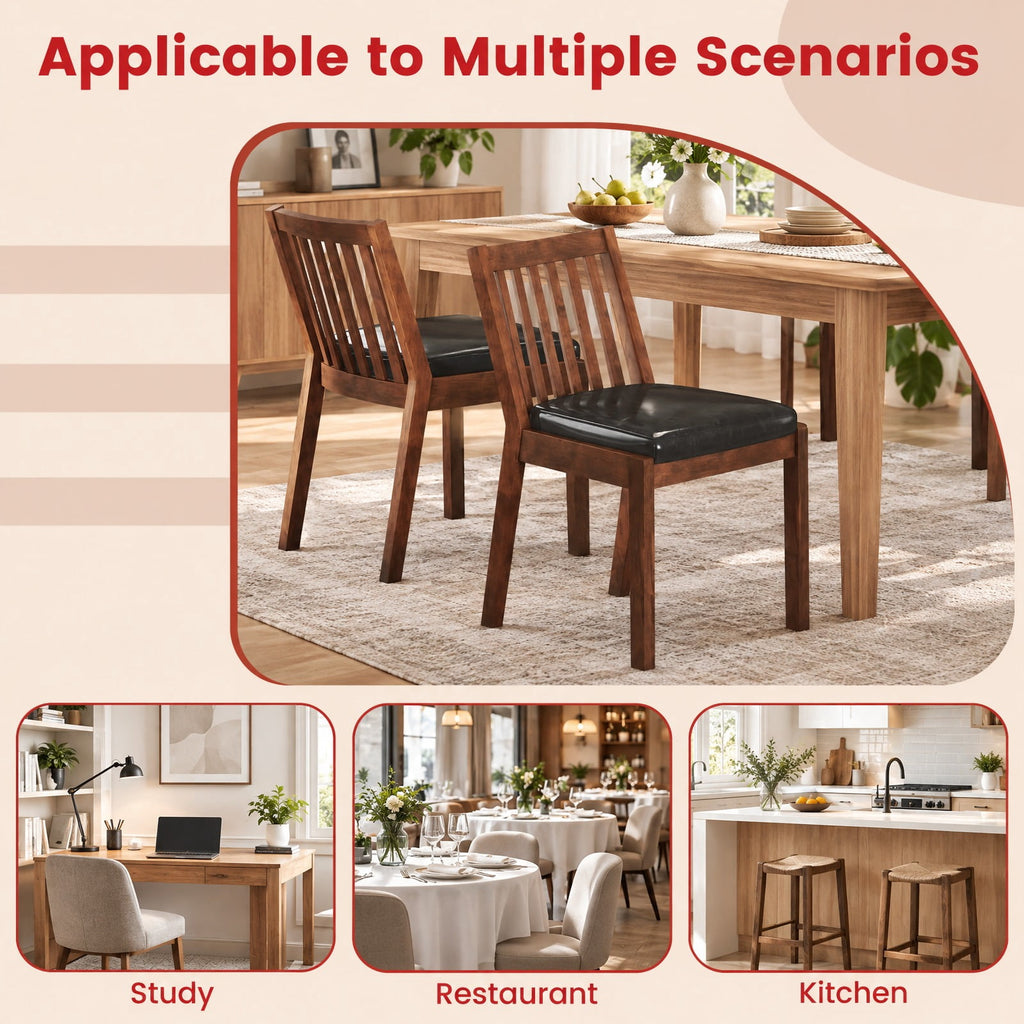 Airfind PU Leather Upholstered Dining Chair with Padded Seat Set of 4, 400 lbs Capacity, Rubber Wood PU Leather Sponge Frame, Espresso