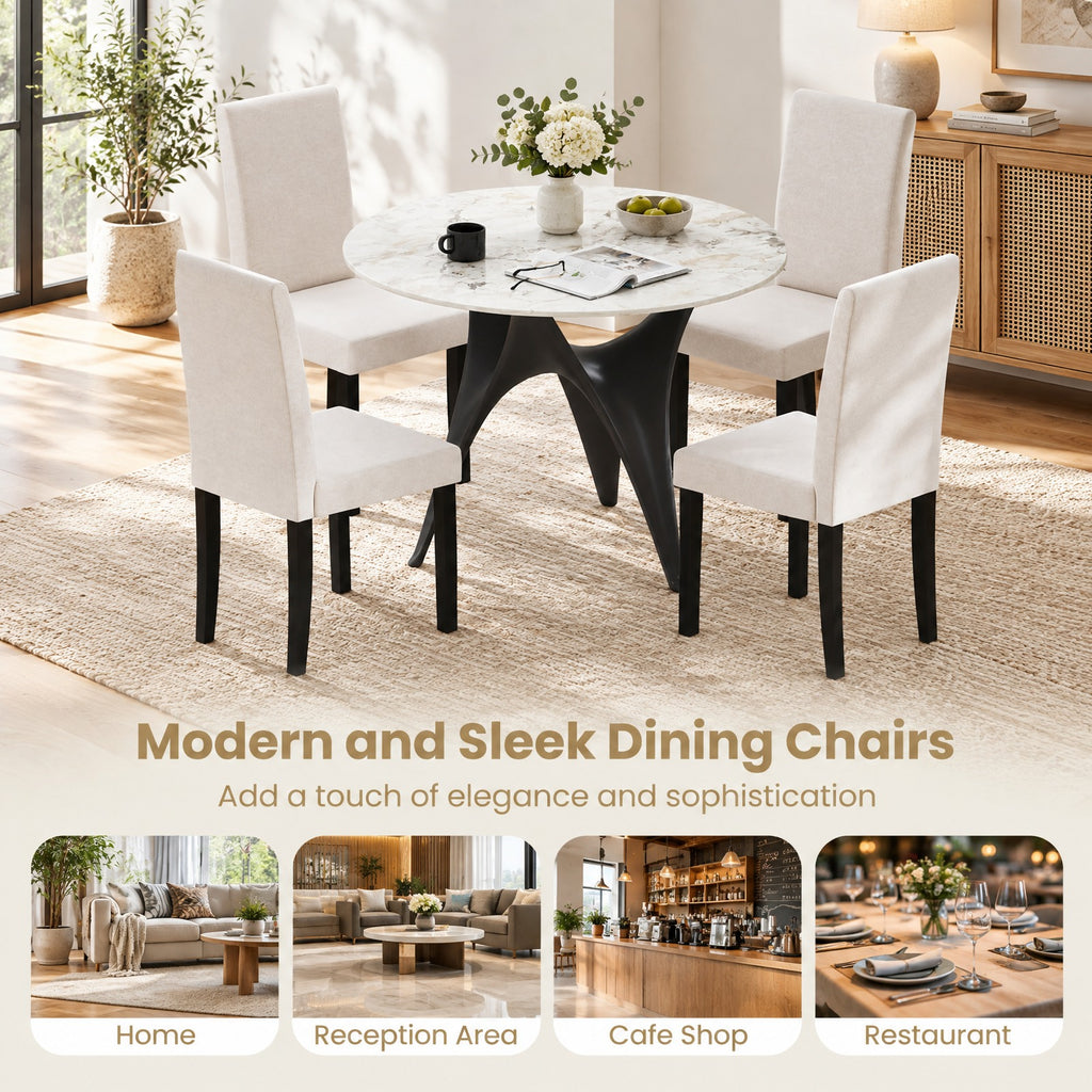Airfind Set of 2 Dining Chair Mid-Century Modern Fabric Upholstered Parson Chairs, Chair 330 lbs Capacity, 17in x 22in x 35.5in Footprint, Beige
