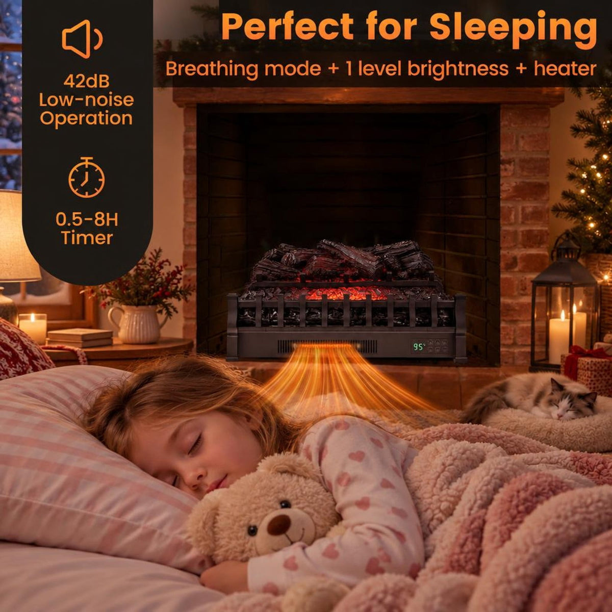 Airfind 26 Inches Infrared Quartz Electric Fireplace with Realistic Pinewood Ember Bed, Metal ABS Resin Frame for Everyday Use, Black