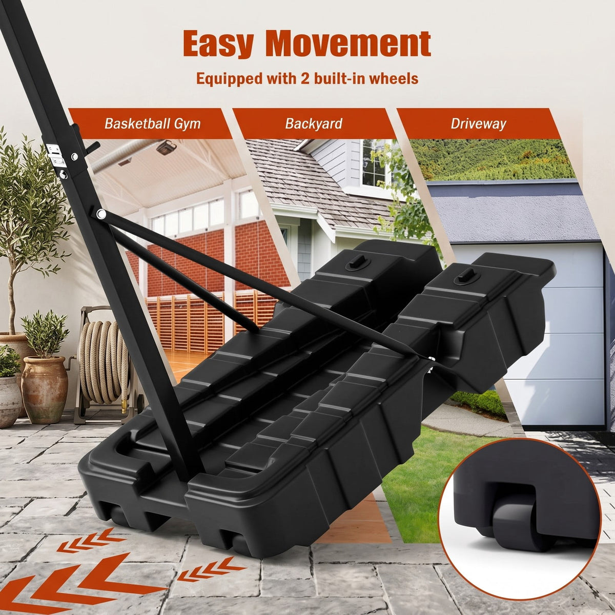 Airfind Foldable Portable Basketball Hoop System, 7.54-10 ft Stepless Height Adjustable with 44 Inch Shatterproof PC Backboard and Fillable Base for Indoor, Black