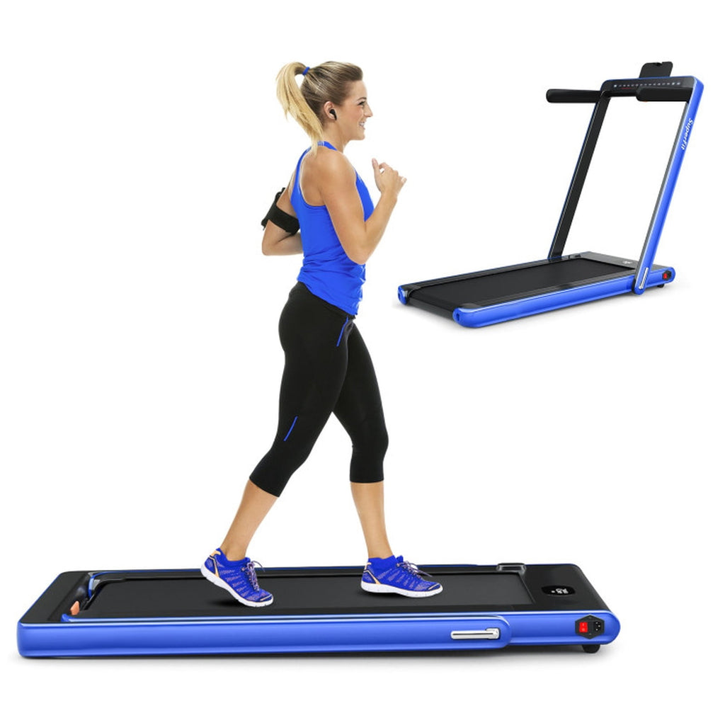 Airfind 2-in-1 Walk-to-Run Folding Treadmill Walking Treadmill for Home with Cushioned Deck Supports 265 lbs Compact Under Desk Design, Blue