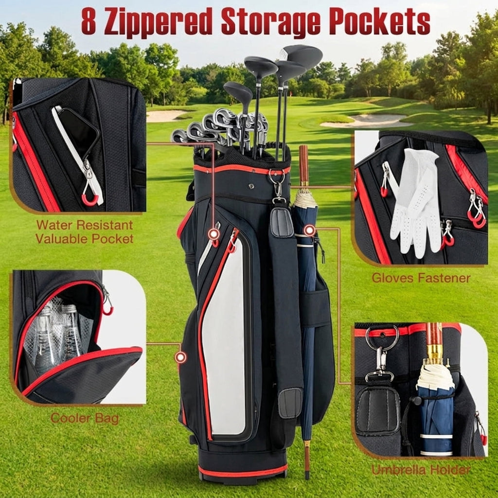 Airfind 14-Way Golf Cart Bag with Insulated Cooler Pocket and 10 Storage Pockets for Sports Equipment and Cold Drinks, Navy