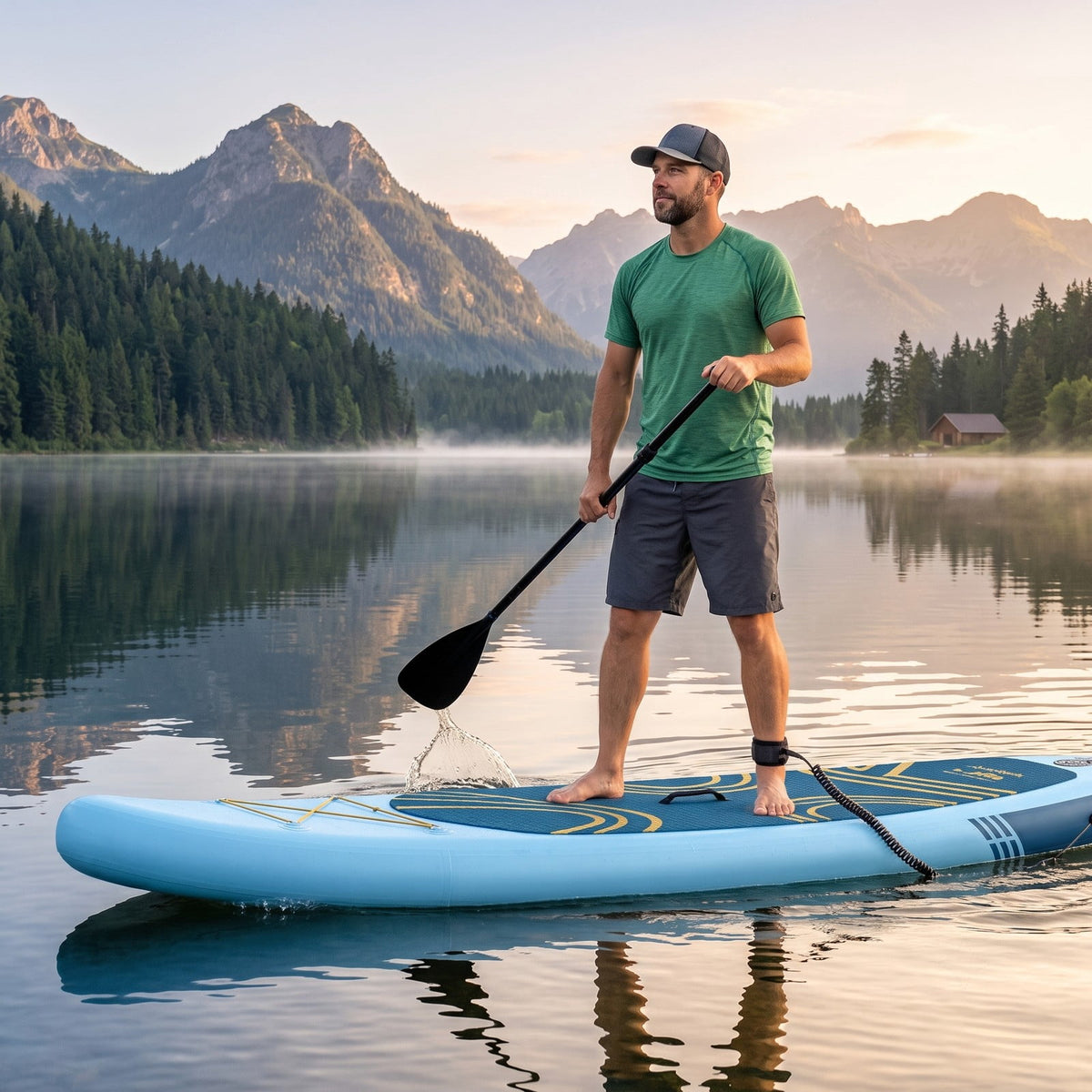 Airfind Inflatable Stand Up Paddle Board with Triple Fins and Adjustable Aluminum Paddle for Beginners and Adults, Blue and White