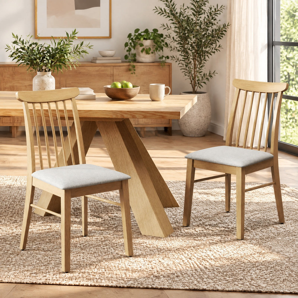 Airfind Dining Chairs Set of 4 Fabric Upholstered Kitchen Armless Chairs with Rubber Wood Frame, 330 lbs Capacity, 18 x 21 x 36 Footprint
