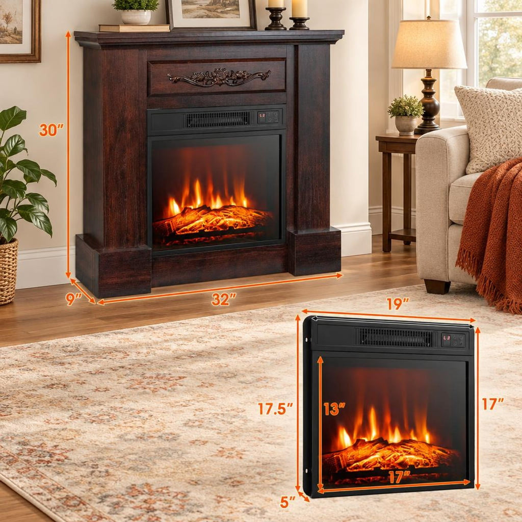Airfind 1400W TV Stand Electric Fireplace Mantel with Remote Control, 22 Lbs Capacity, MDF PB Steel Plastic Tempered Glass, Natural
