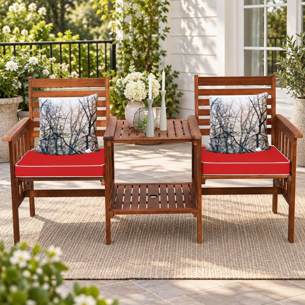 Airfind 3 pcs Outdoor Patio Table Chairs Set Acacia Wood Loveseat, 70 lbs Capacity, Acacia wood polyester sponge Frame, 65 x 26 x 35 Footprint