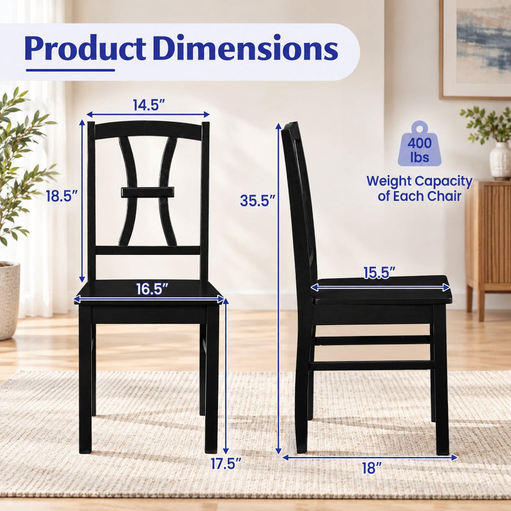 Airfind 400 Lbs Capacity Dining Chair Set of 4 with Cross Backrest and Rubber Wood, 400 Lbs Capacity, Rubber Wood Engineered Wood, Black