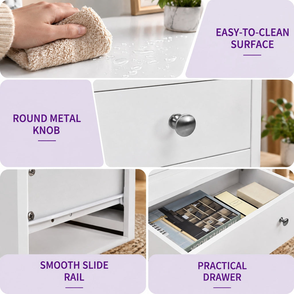 Airfind 3 Drawer Dresser with Cubbies Storage Chest for Bedroom Living Room, Engineered wood metal Frame, 24in x 16in x 37in Footprint, White